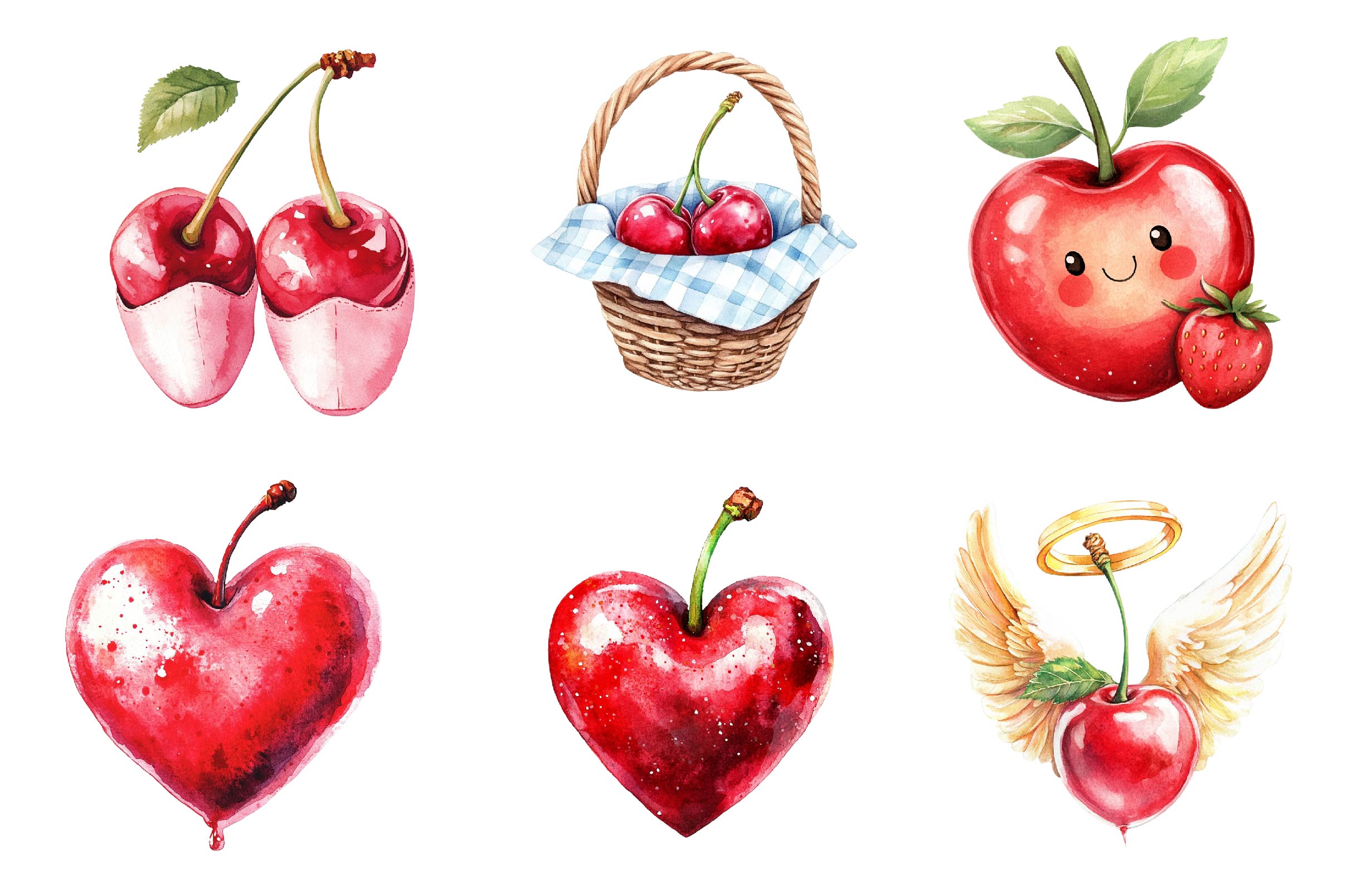 Cherry Cute Clipart Bundle - CraftNest - Digital Crafting and Art