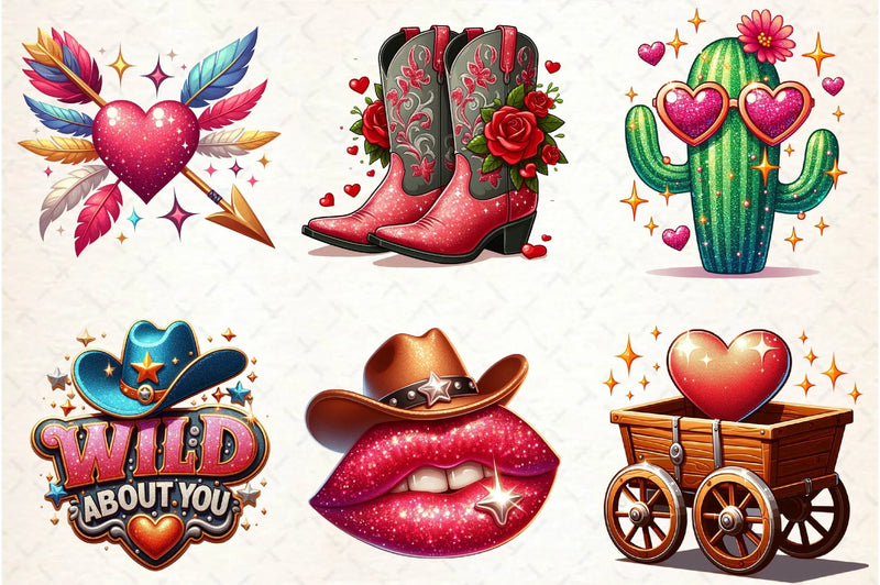 Retro Howdy Western Valentine's Day Clipart Bundle - CraftNest - Digital Crafting and Art