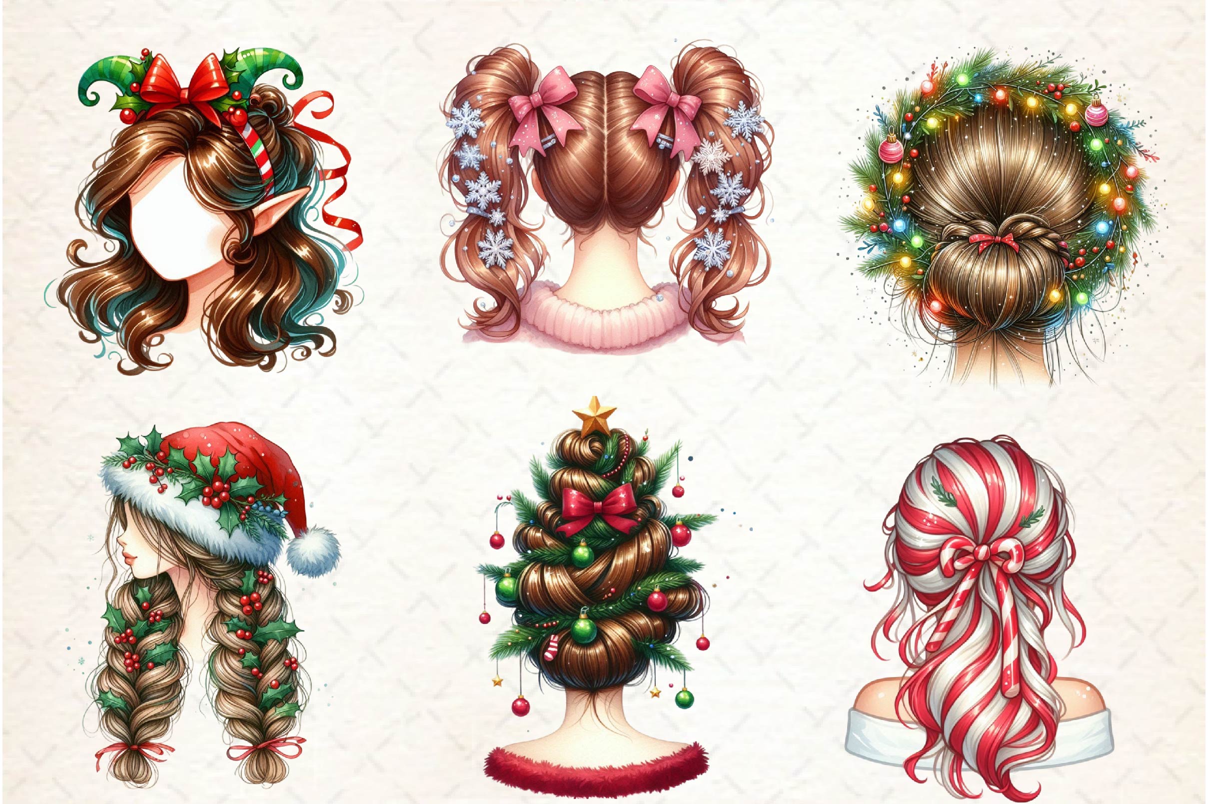 Girl Hairstyle Christmas Clipart Bundle - CraftNest - Digital Crafting and Art