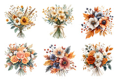 Autumn Wedding Flowers Bouquet Clipart Bundle - CraftNest - Digital Crafting and Art