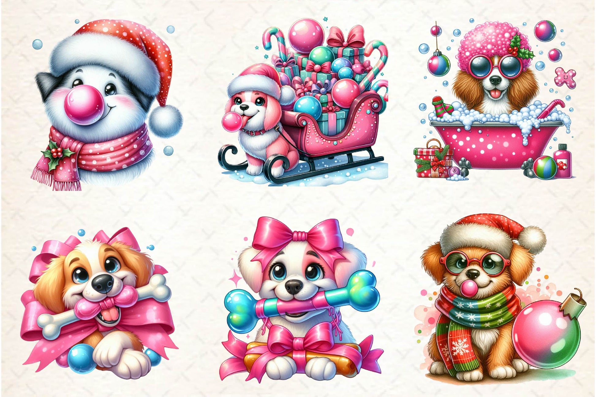 Groovy Christmas Dog And Bubblegum Clipart Bundle - CraftNest - Digital Crafting and Art
