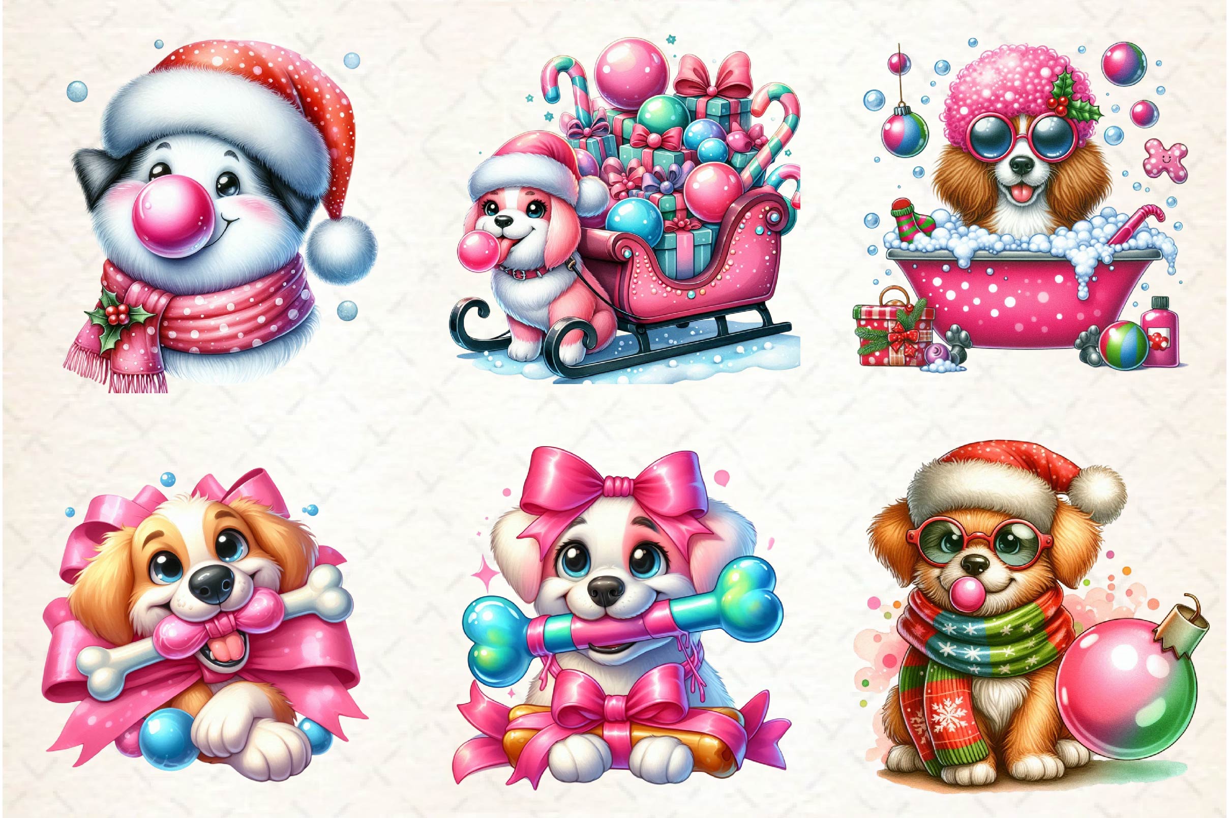 Groovy Christmas Dog And Bubblegum Clipart Bundle - CraftNest - Digital Crafting and Art