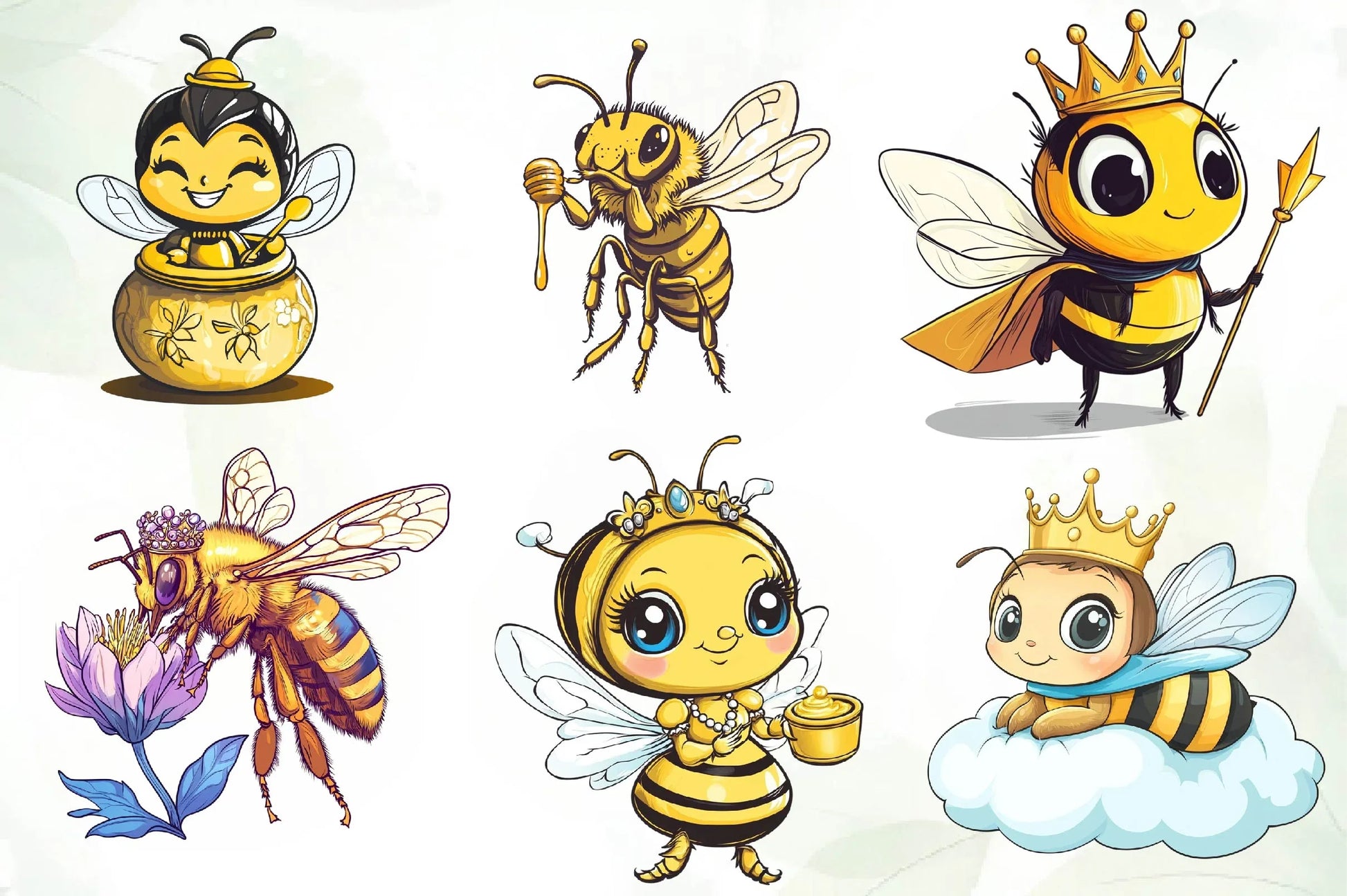 Cute Queen Bee Clipart Bundle - CraftNest - Digital Crafting and Art