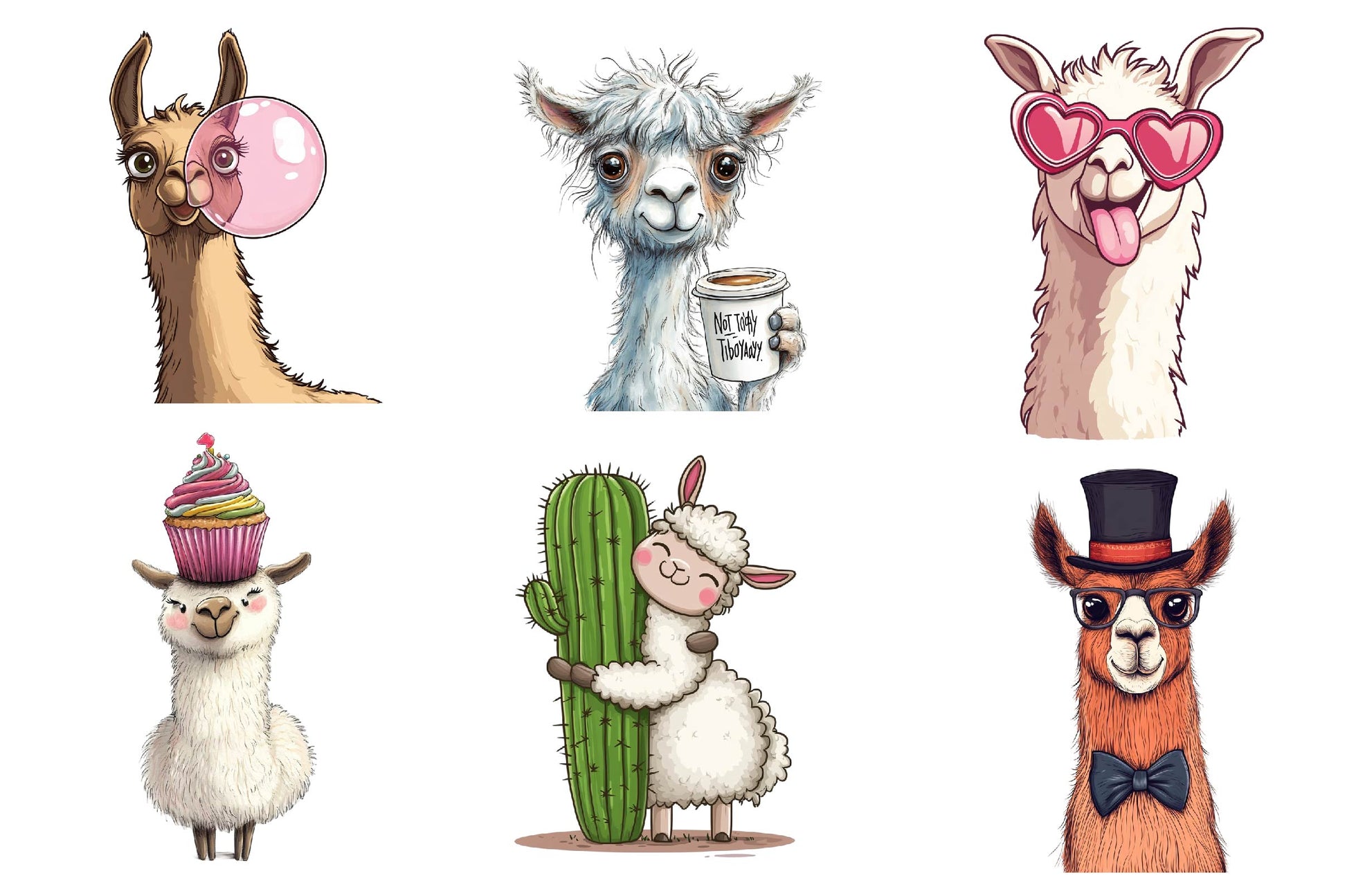 Quirky Funny Llama Clipart Bundle - CraftNest - Digital Crafting and Art