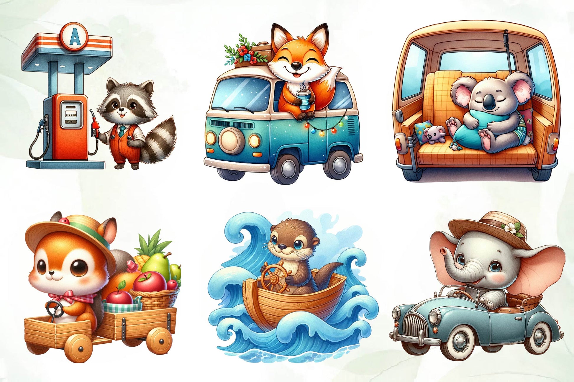 Animals Road Trip Clipart Bundle - CraftNest - Digital Crafting and Art