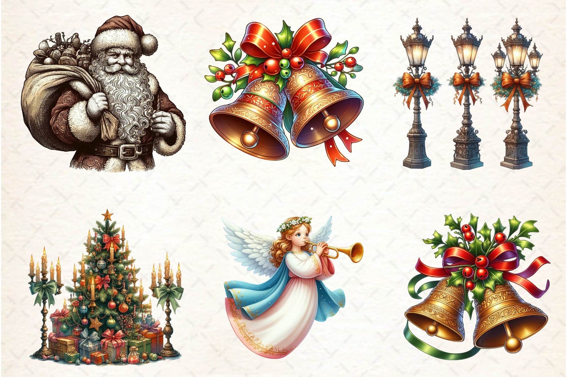 Vintage Drawing Christmas Clipart Bundle - CraftNest - Digital Crafting and Art