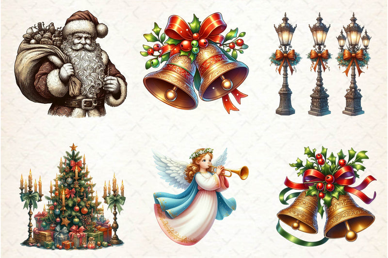 Vintage Drawing Christmas Clipart Bundle - CraftNest - Digital Crafting and Art