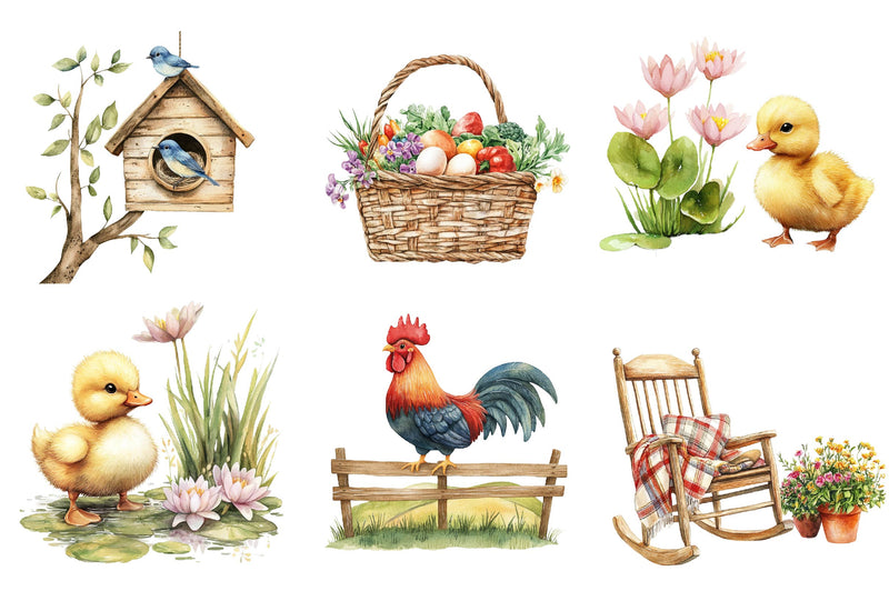 Spring Countryside Farm Clipart Bundle - CraftNest - Digital Crafting and Art