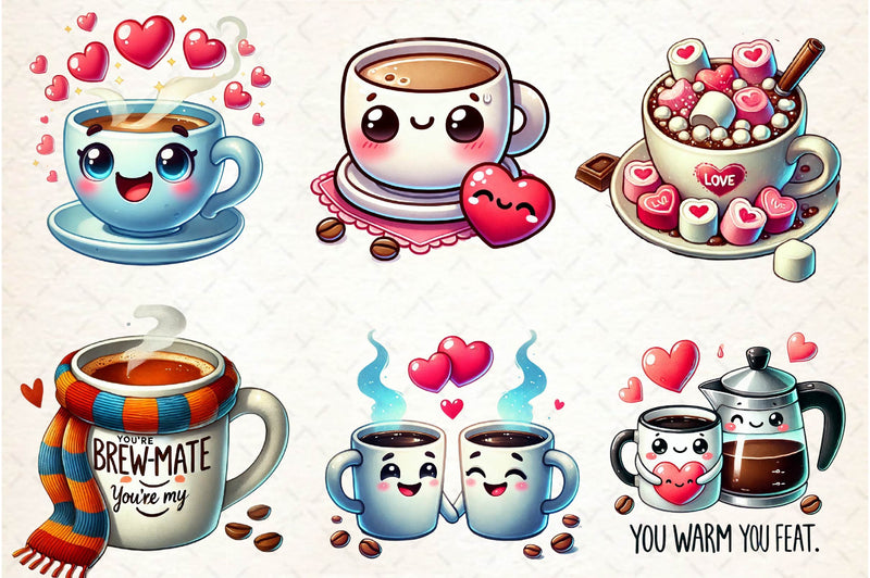 Valentine Day Coffee Clipart Bundle 1 - CraftNest - Digital Crafting and Art