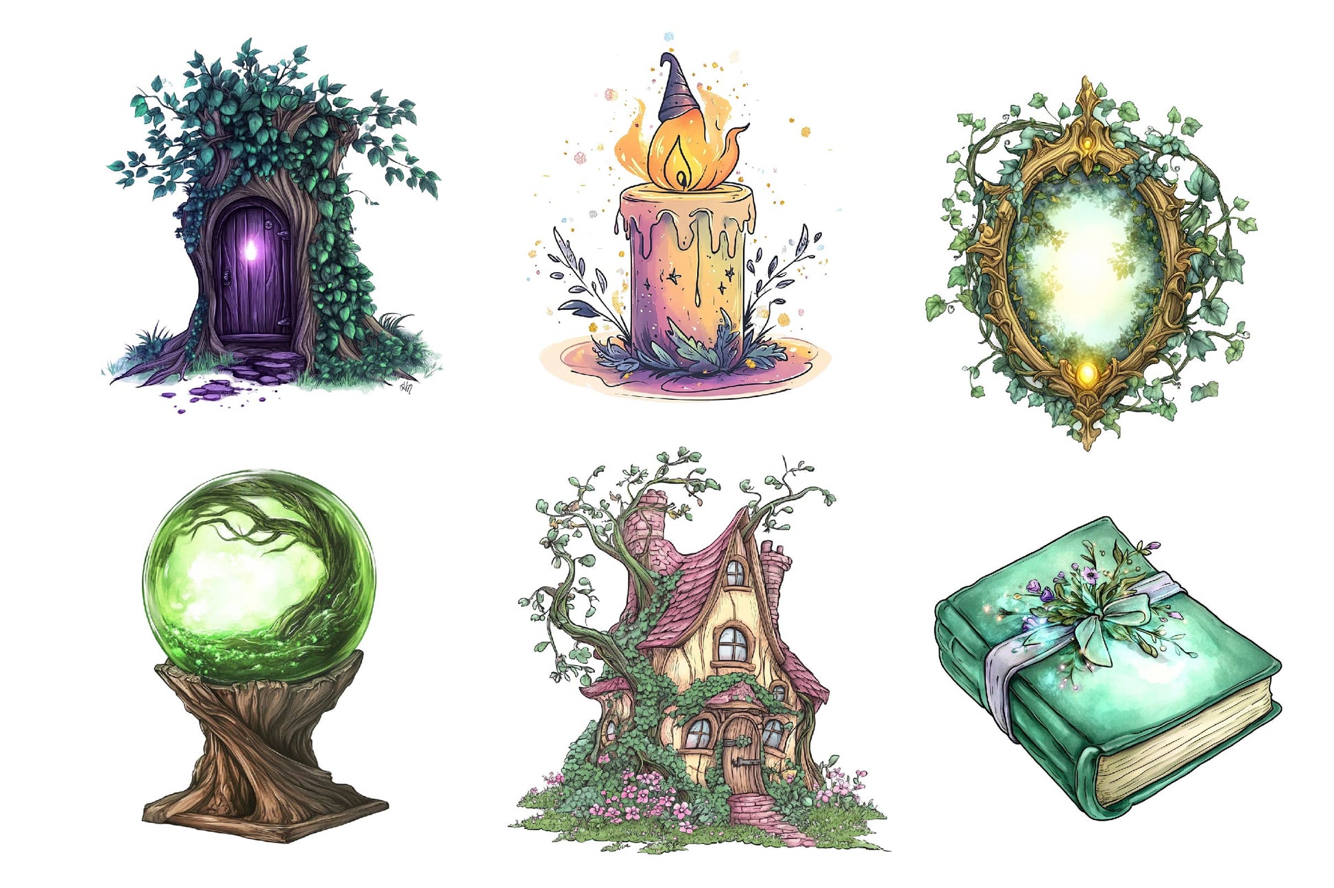 Magical Garden Purple Fairies Clipart Bundle - CraftNest - Digital Crafting and Art