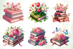 Spring Floral Book Stack Clipart Bundle - CraftNest - Digital Crafting and Art