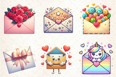 Kawaii Valentine Envelope Clipart Bundle - CraftNest - Digital Crafting and Art