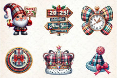 Glittery Plaid New Year 2025 Clipart Bundle - CraftNest - Digital Crafting and Art
