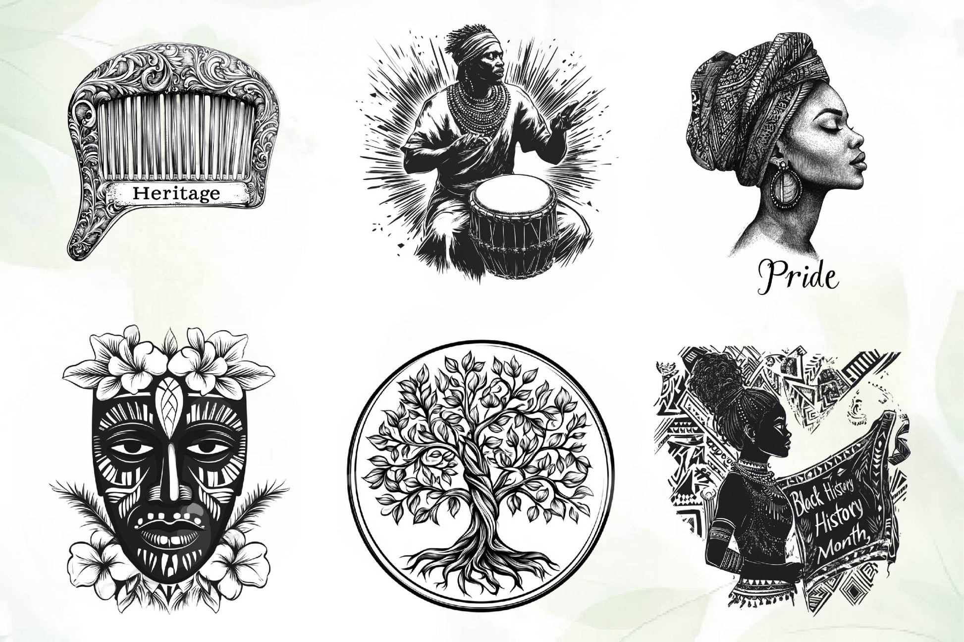 Black And White Black Month Clipart Bundle - CraftNest - Digital Crafting and Art