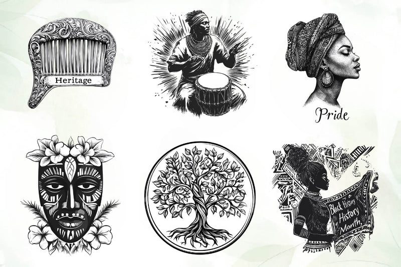 Black And White Black Month Clipart Bundle - CraftNest - Digital Crafting and Art