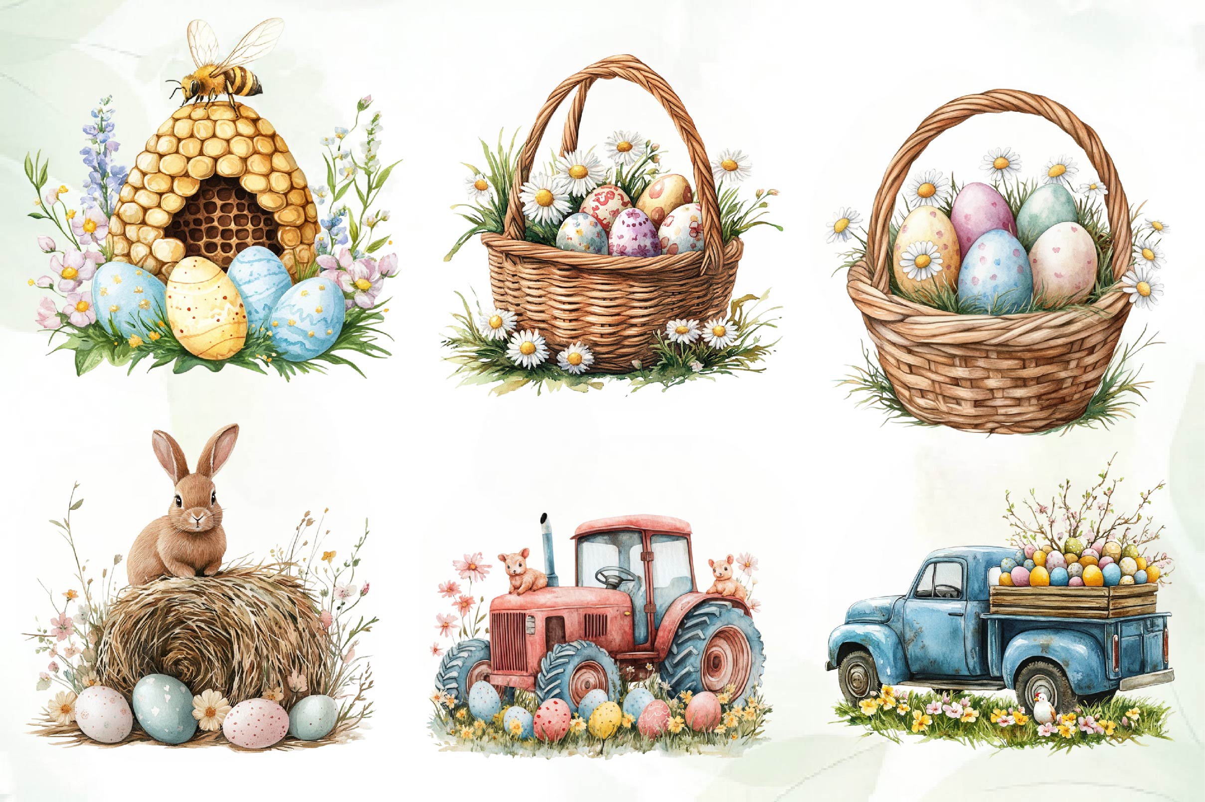 Cute Farm Easter Clipart Bundle - CraftNest - Digital Crafting and Art
