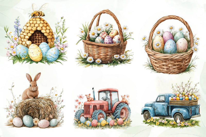 Cute Farm Easter Clipart Bundle - CraftNest - Digital Crafting and Art