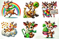 St Patricks Day Cute Reindeer Clipart Bundle - CraftNest - Digital Crafting and Art