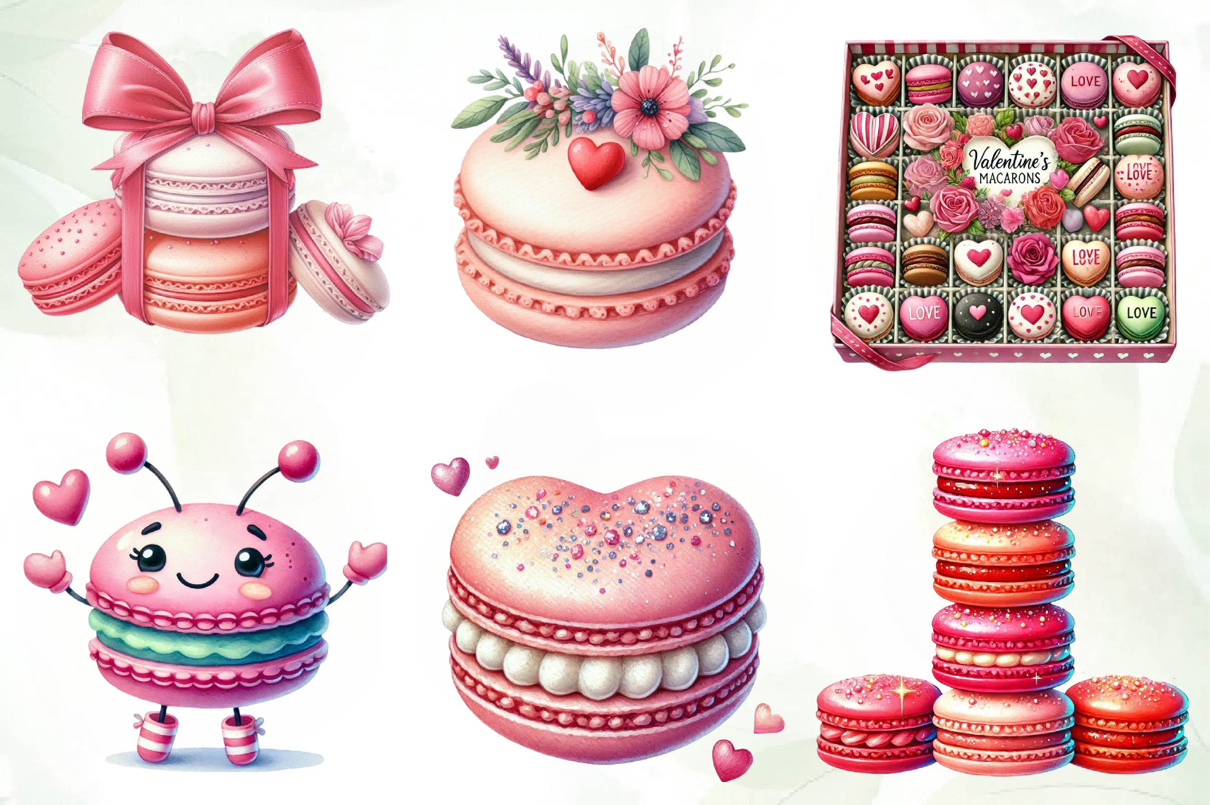 Macarons Valentine Day Love Sweet Clipart Bundle - CraftNest - Digital Crafting and Art