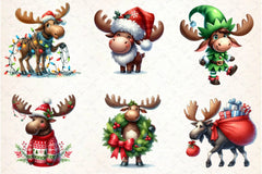Quirky Christmas Moose Clipart Bundle - CraftNest - Digital Crafting and Art
