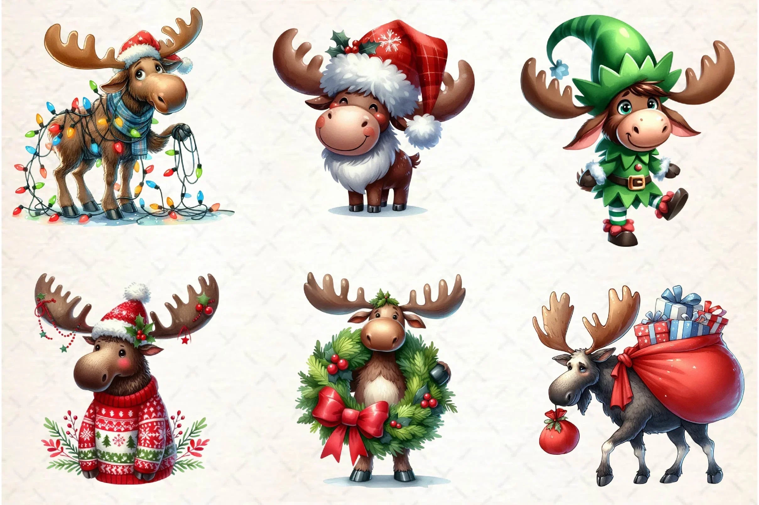 Quirky Christmas Moose Clipart Bundle - CraftNest - Digital Crafting and Art