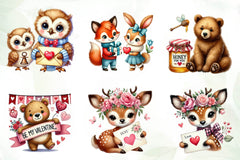 Valentine Woodland Animal Clipart Bundle - CraftNest - Digital Crafting and Art