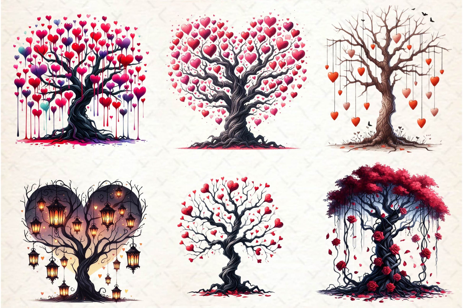 Valentine Gothic Trees Clipart Bundle - CraftNest - Digital Crafting and Art