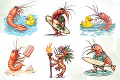 Cute Summer Shrimp Clipart Bundle - CraftNest - Digital Crafting and Art