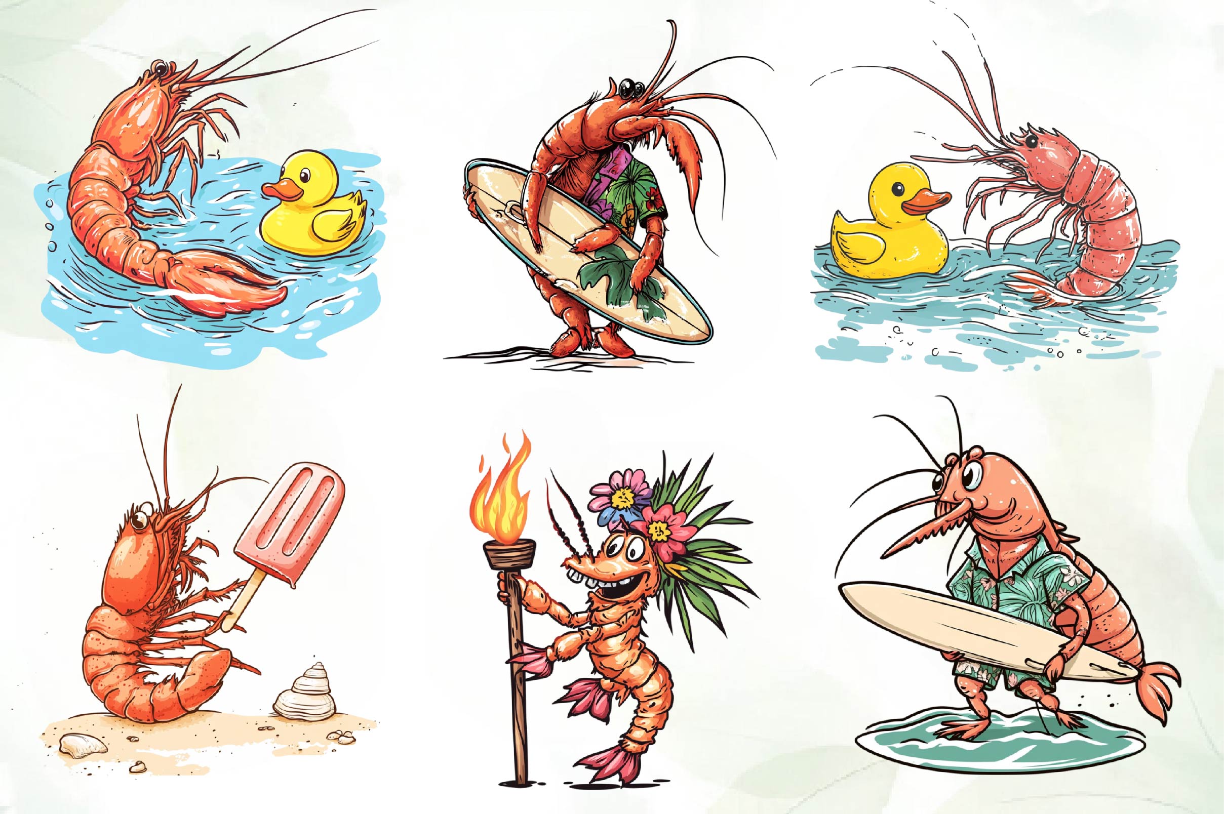 Cute Summer Shrimp Clipart Bundle - CraftNest - Digital Crafting and Art