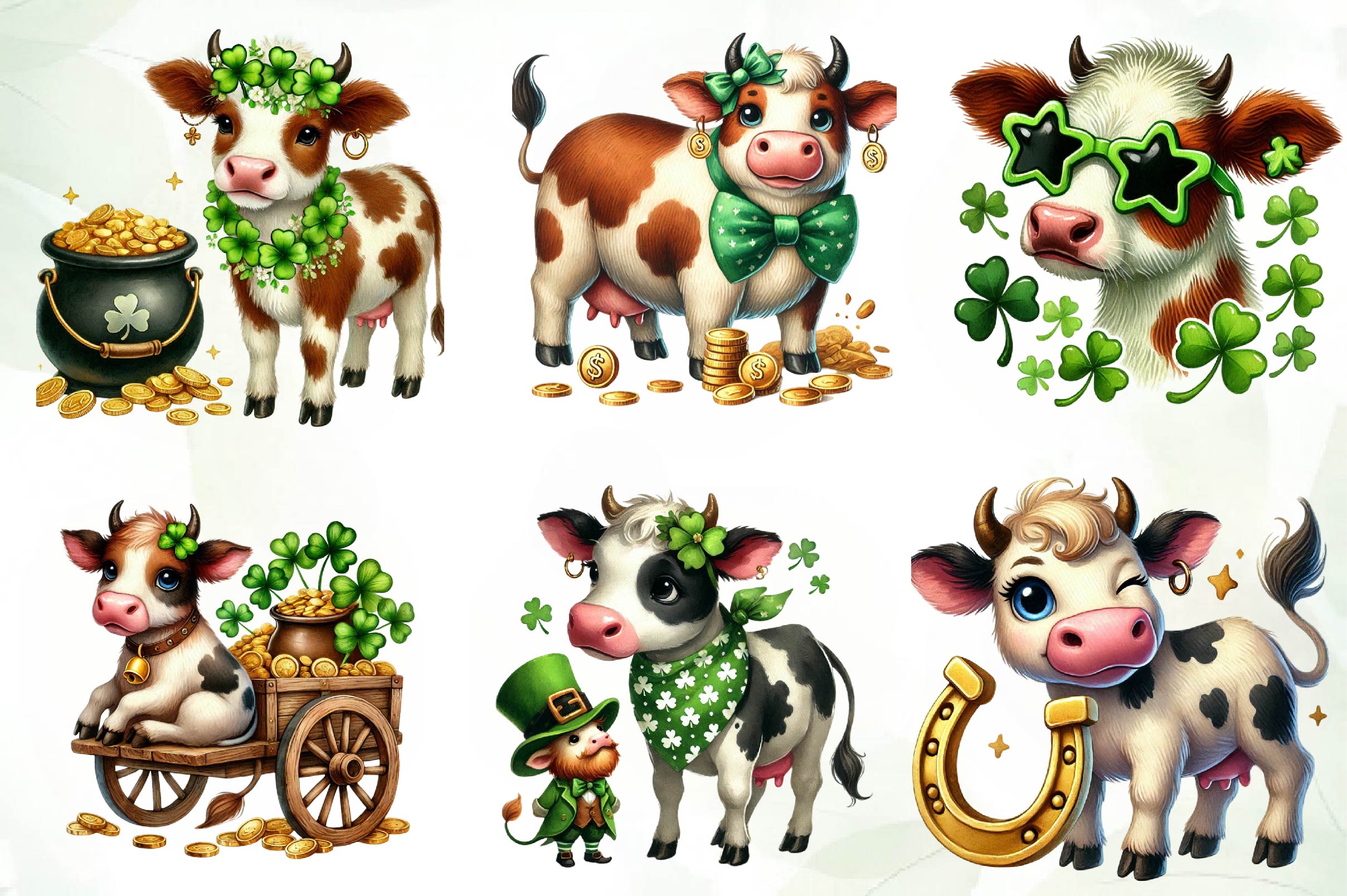 St Patrick S Cow Clipart Bundle - CraftNest - Digital Crafting and Art