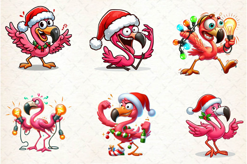 Christmas Funny Flamingo Clipart Bundle - CraftNest - Digital Crafting and Art