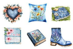 Vintage Denim Spring Clipart Bundle - CraftNest - Digital Crafting and Art