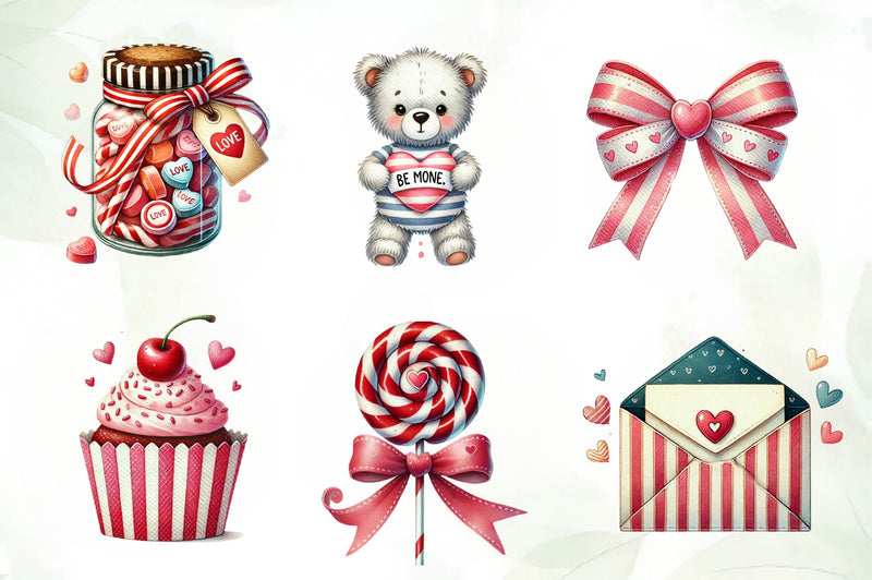 Striped Valentines Clipart Bundle - CraftNest - Digital Crafting and Art