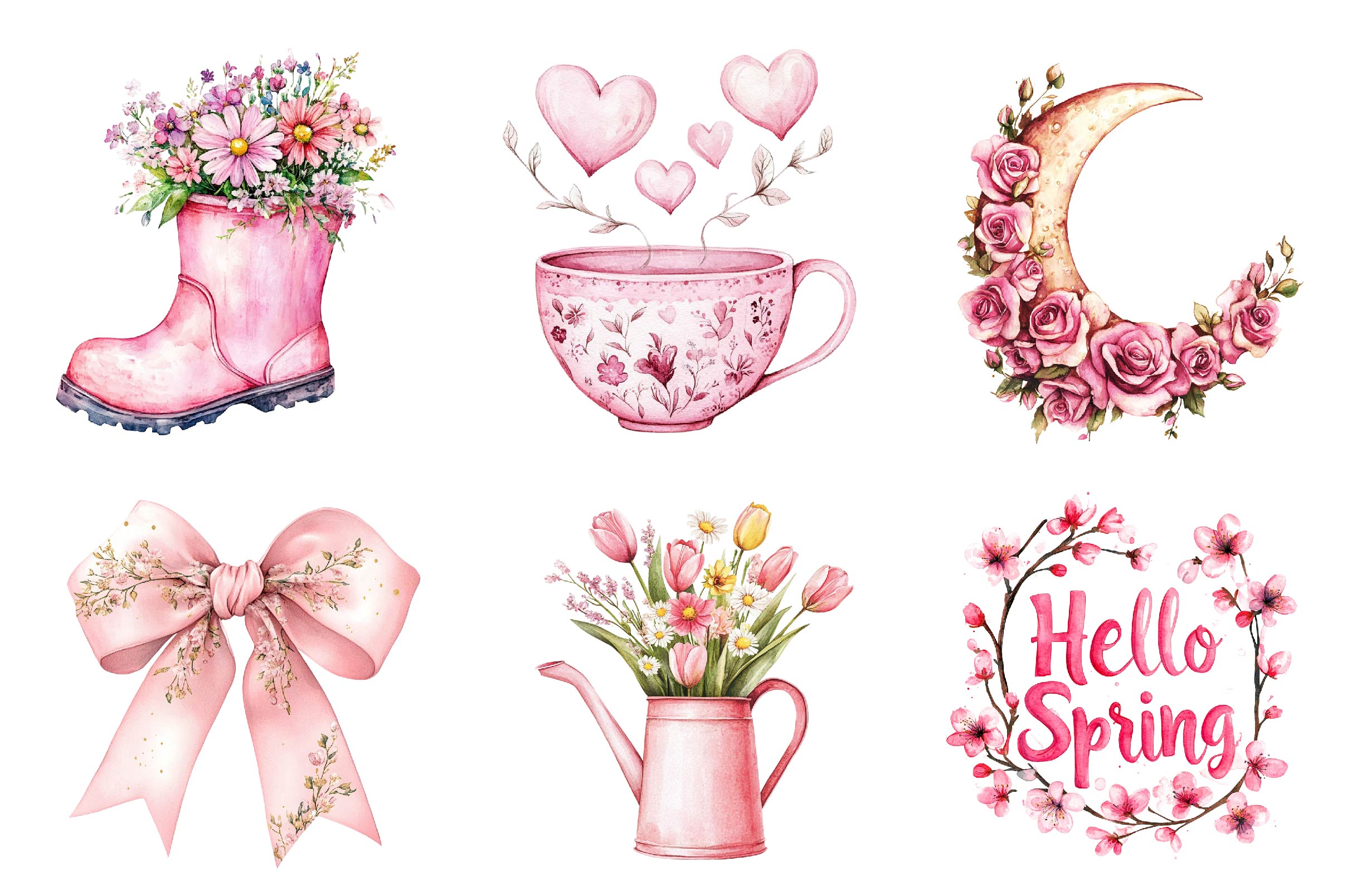 Pink Spring Clipart Bundle  2 - CraftNest - Digital Crafting and Art