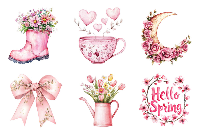 Pink Spring Clipart Bundle  2 - CraftNest - Digital Crafting and Art