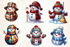 Plaid Pattern Snowman Clipart Bundle - CraftNest - Digital Crafting and Art