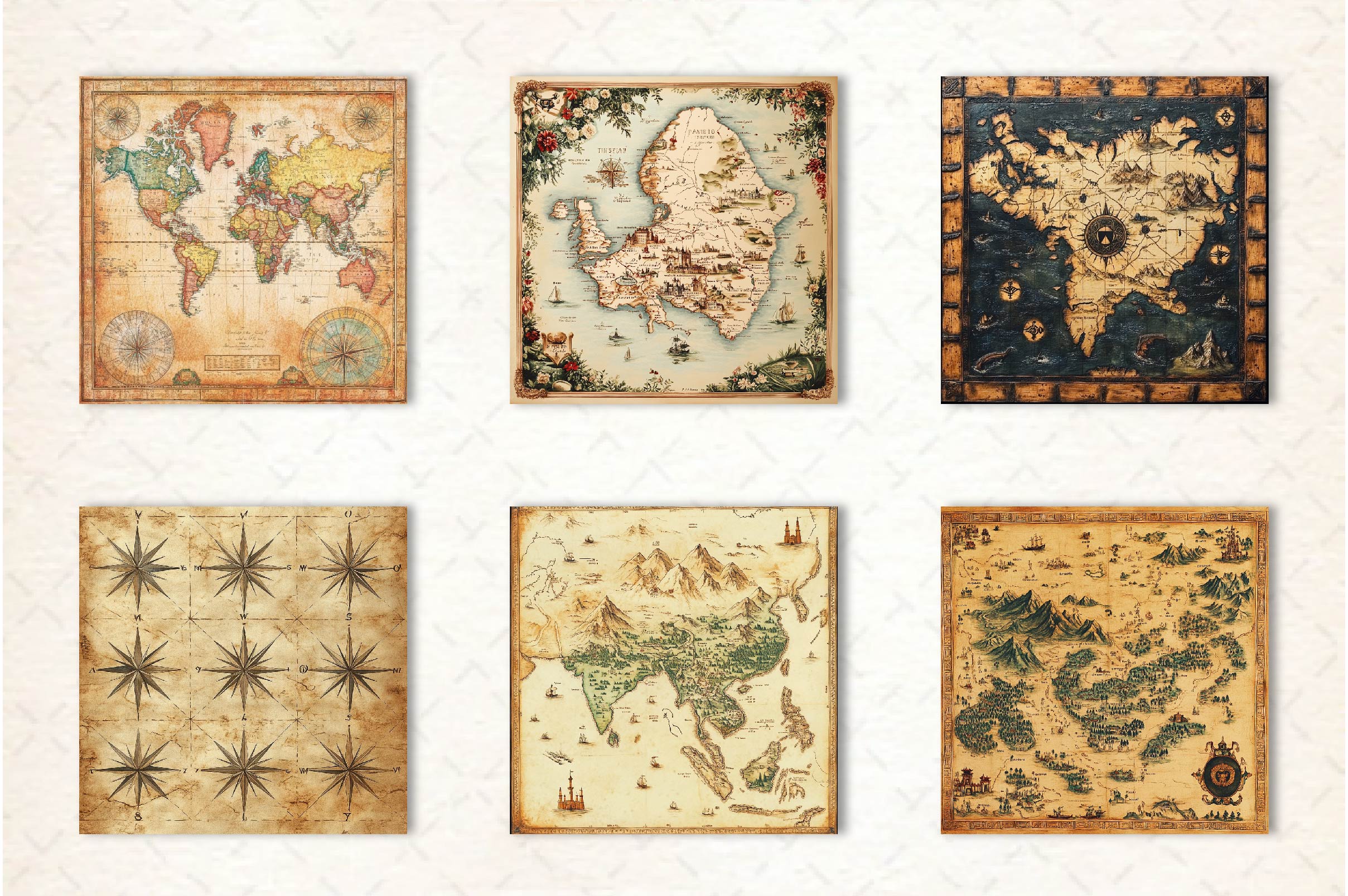 Antique Maps Digital Paper - CraftNest - Digital Crafting and Art