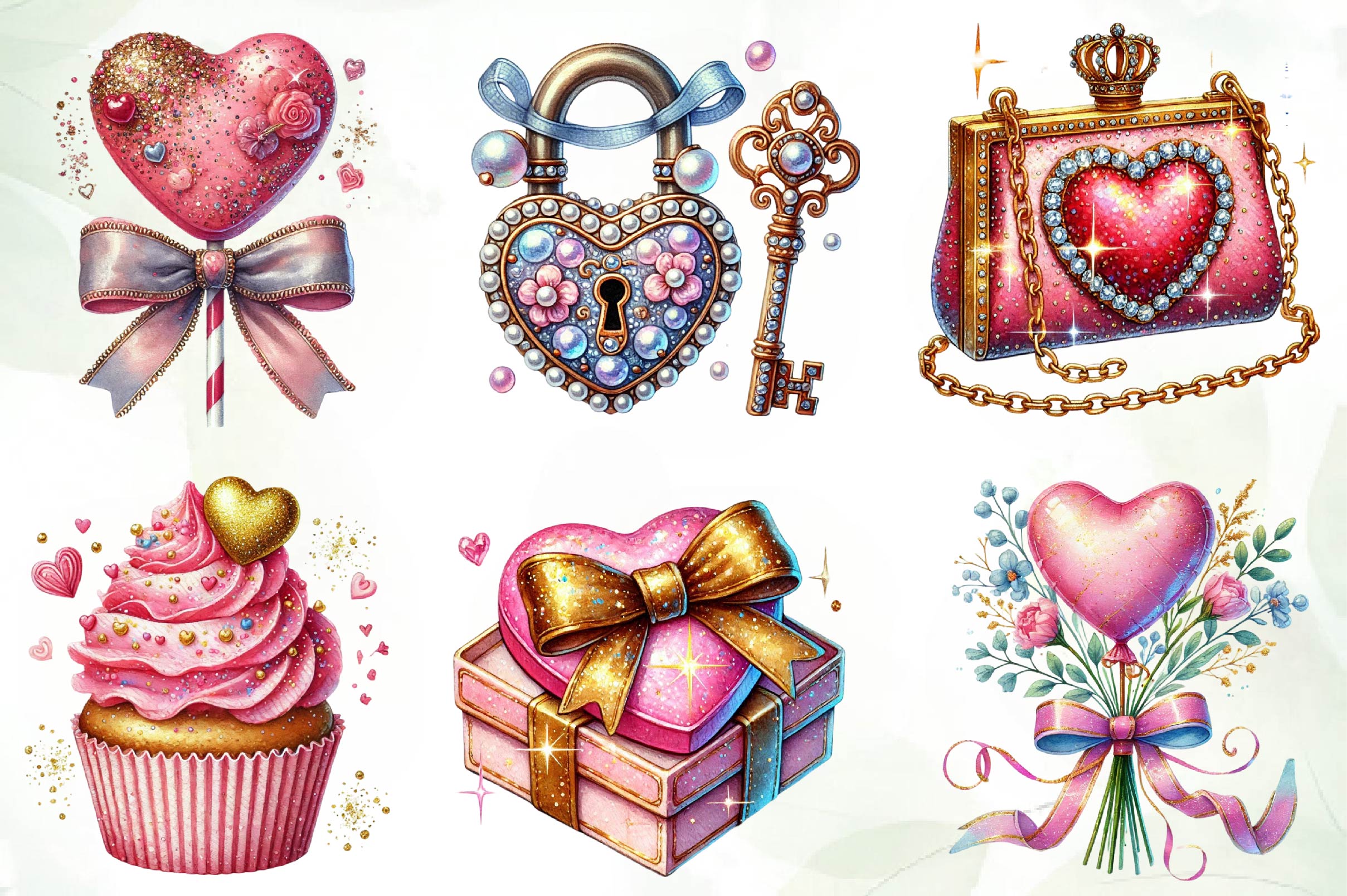 Glitter Coquette Valentines Clipart Bundle - CraftNest - Digital Crafting and Art