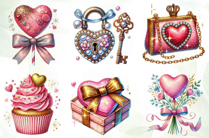 Glitter Coquette Valentines Clipart Bundle - CraftNest - Digital Crafting and Art