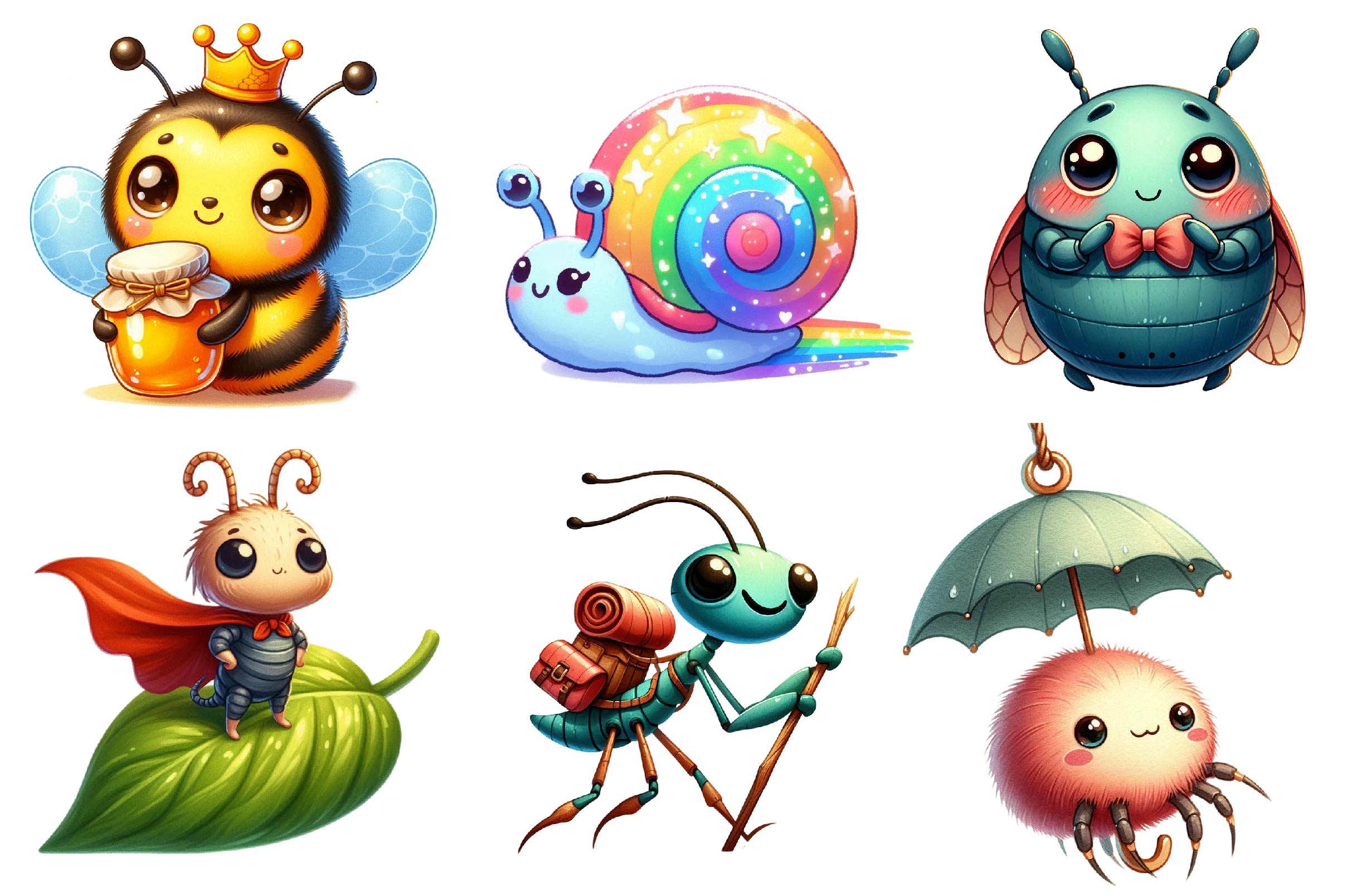 Cute Funny Cartoon Insects Clipart Bundle - CraftNest - Digital Crafting and Art