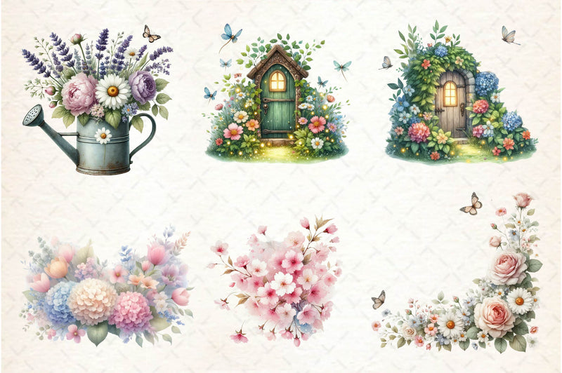 Spring Flower Garden Clipart Bundle - CraftNest - Digital Crafting and Art