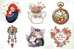 Hand Drawn Mothers Day Illustrations Clipart Bundle - CraftNest - Digital Crafting and Art