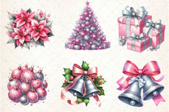 Pink Silver Christmas Clipart Bundle - CraftNest - Digital Crafting and Art