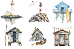 Seaside Houses And Lighthouses Clipart Bundle - CraftNest - Digital Crafting and Art