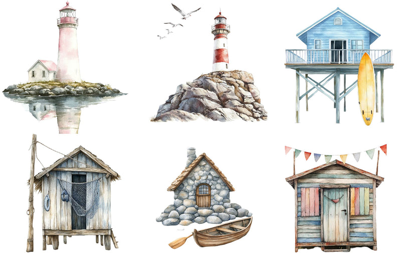 Seaside Houses And Lighthouses Clipart Bundle - CraftNest - Digital Crafting and Art