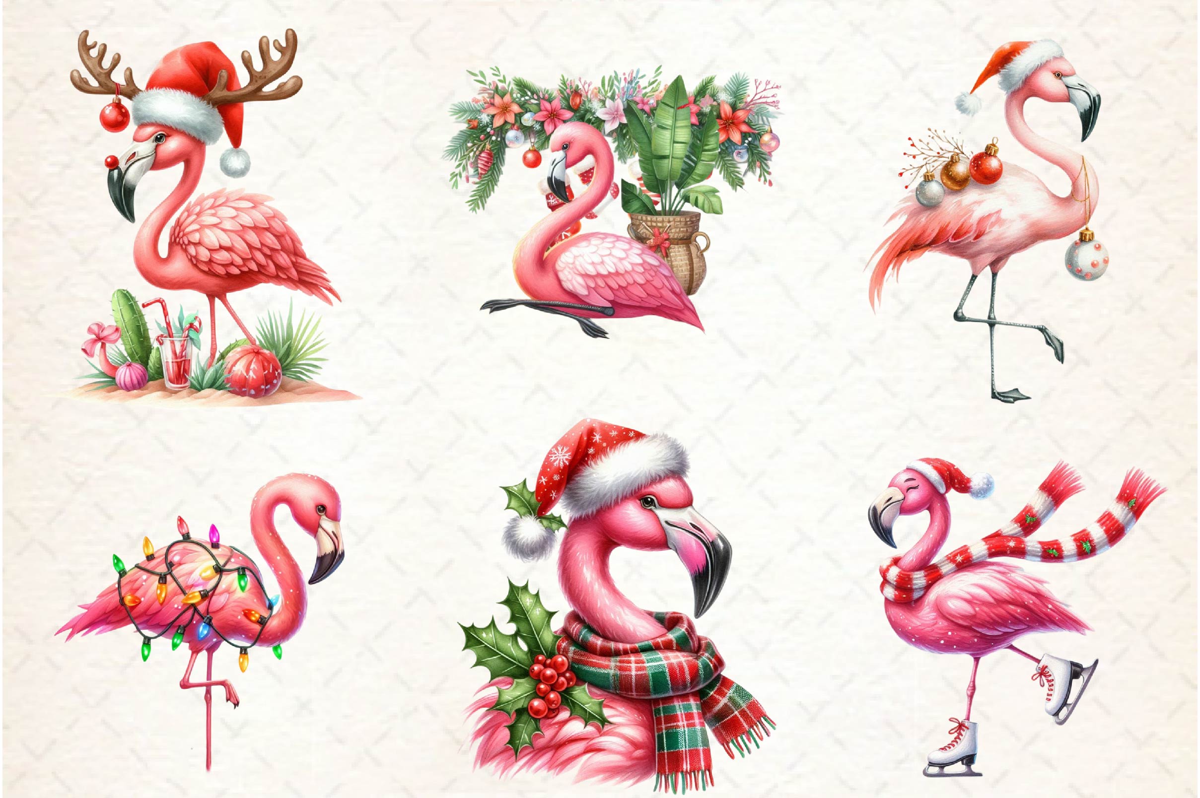 Funny Flamingo Christmas Flamingo Clipart Bundle - CraftNest - Digital Crafting and Art