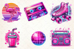 Neon Retro Pink Elements Clipart Bundle - CraftNest - Digital Crafting and Art