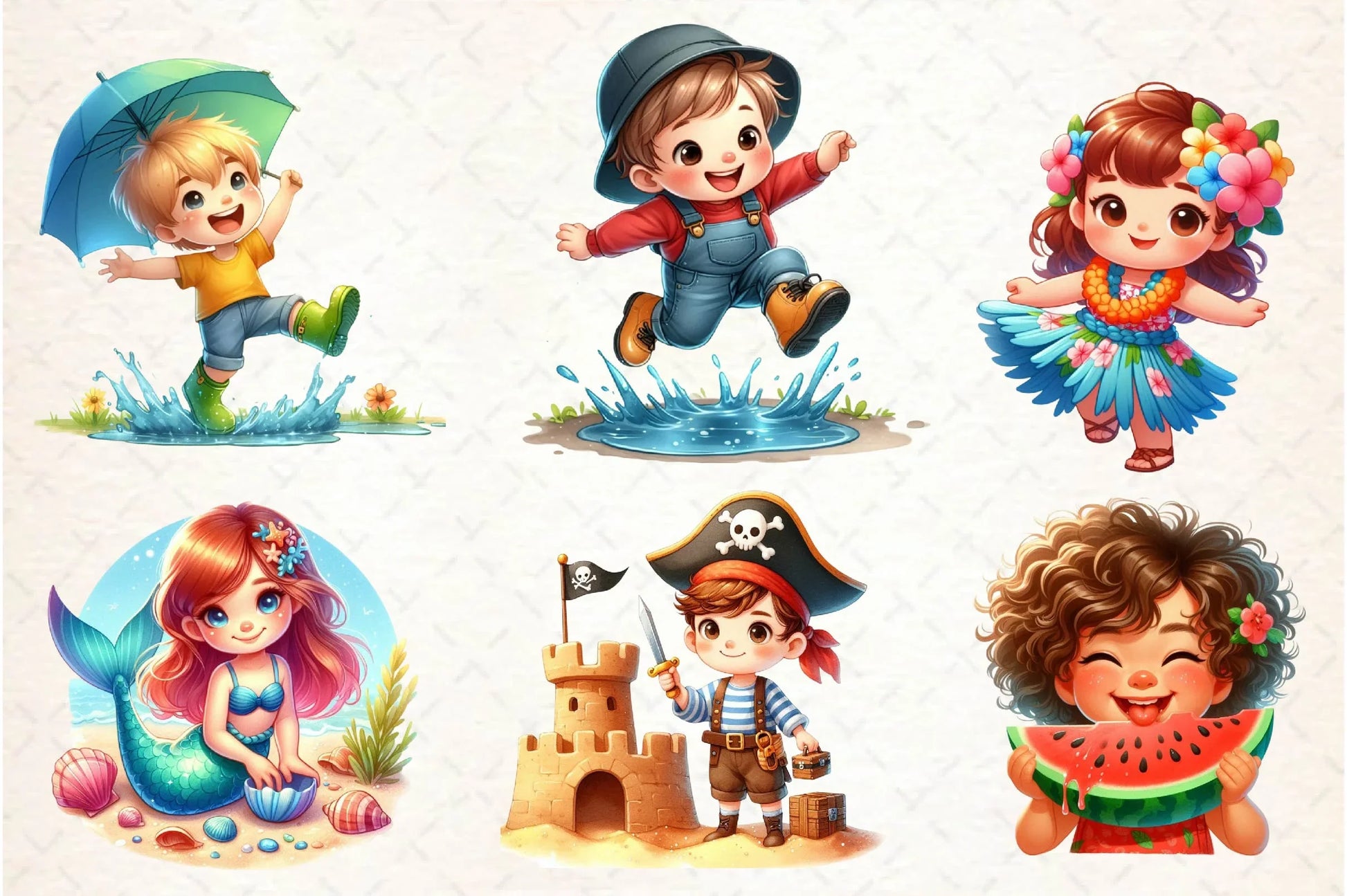 Summer Happy Cartoon Kid Clipart Bundle - CraftNest - Digital Crafting and Art