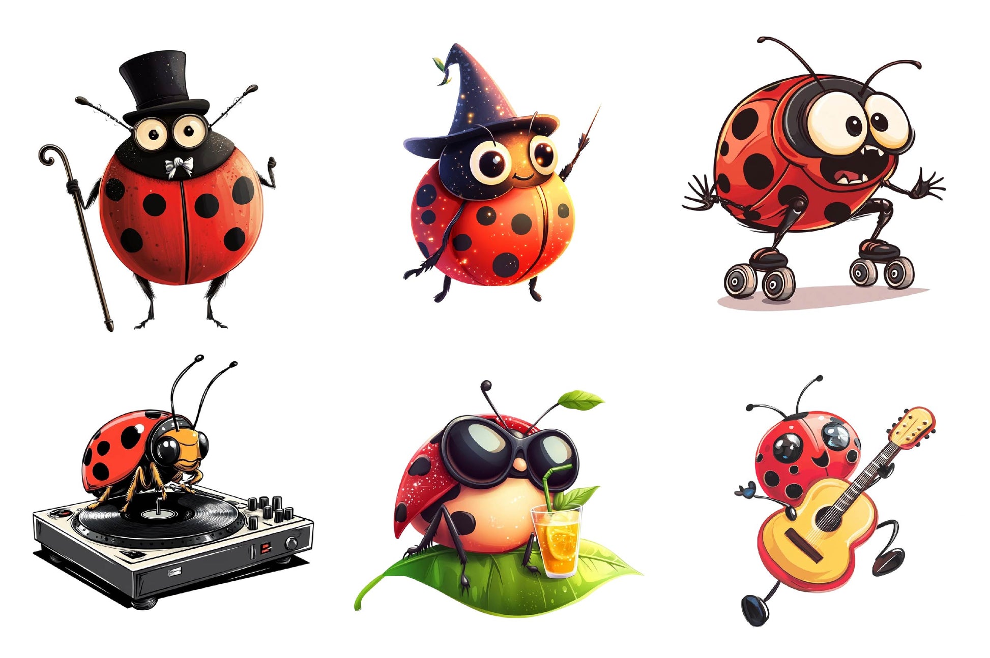 Quirky Funny Ladybug Clipart Bundle - CraftNest - Digital Crafting and Art