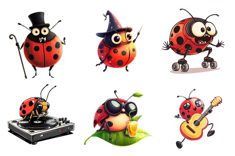 Quirky Funny Ladybug Clipart Bundle - CraftNest - Digital Crafting and Art
